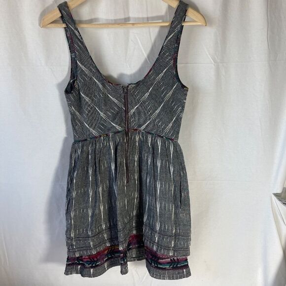 Free People New Romantics Midnight Grey Sleeveless Ikat Print Dress Sz 0 - Picture 4 of 10